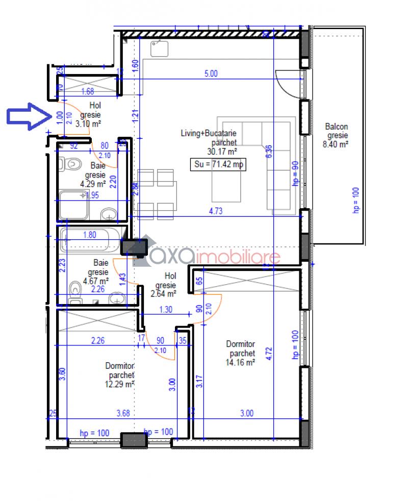 Apartament 3 camere de vanzare in Floresti